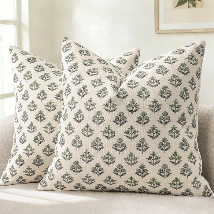 YCOLL Farmhouse Floral Print Throw Pillow Covers 18x18 Set of 2, Rustic Decorative Cushion Covers... | Amazon (US)