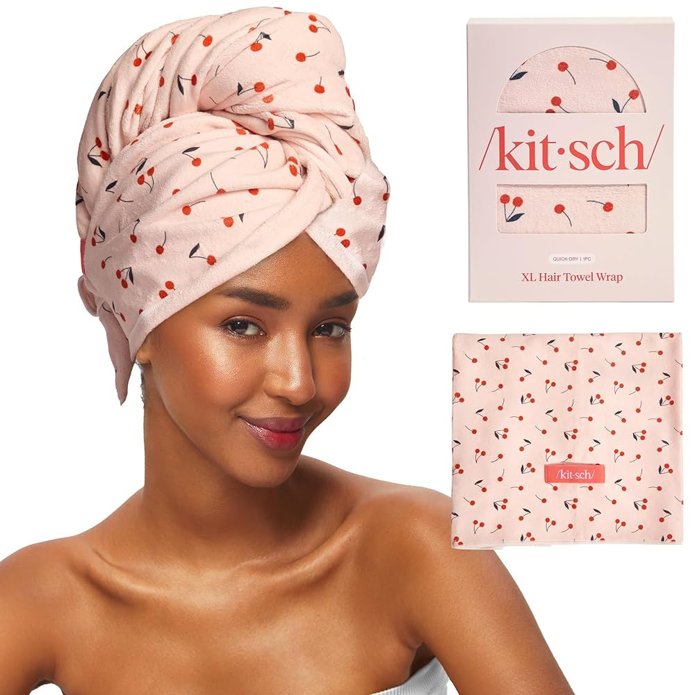 Kitsch XL Microfiber Hair Towel Wrap for Women - Microfiber Towel, Super Absorbent, Quick Dry, An... | Amazon (US)