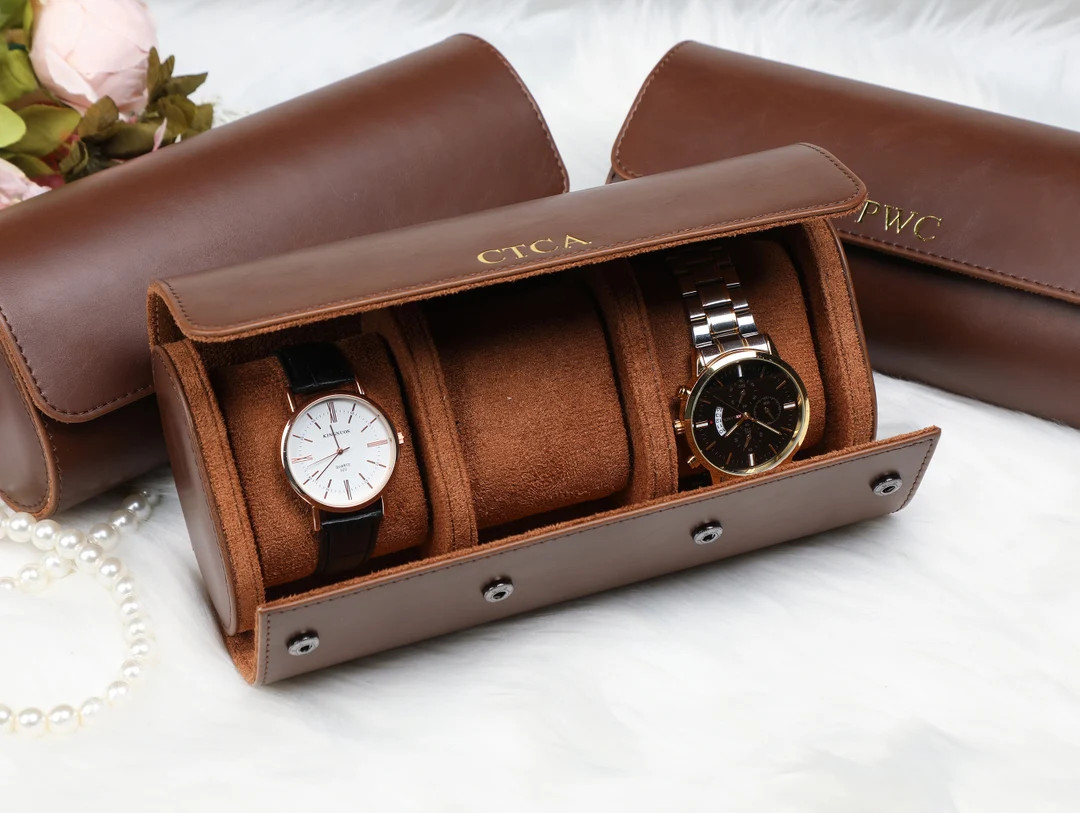 Personalised Leather Watch Case, Travel Watch Box, Watch Gifts for Dads, Groom Gift, Luxury Leath... | Etsy (US)