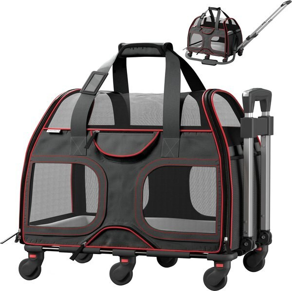 Katziela Luxury Rider Pro Removable Wheels & Double Telescopic Handle Cat & Dog Carrier | Chewy.com