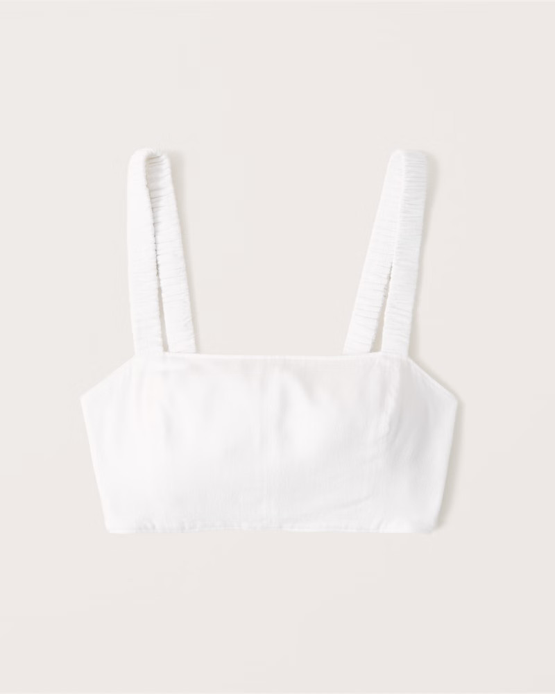 Cropped Wide Strap Squareneck Top | Abercrombie & Fitch (US)