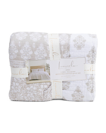3pc Floral Cotton Reversible Quilt Set | TJ Maxx