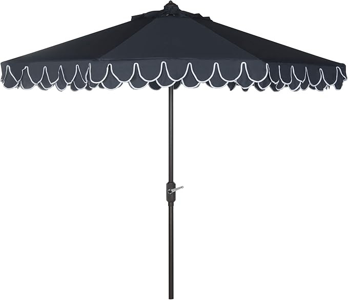 SAFAVIEH PAT8006A Outdoor Collection Elegant Valance Auto Tilt Umbrella, 9', Navy/White | Amazon (US)