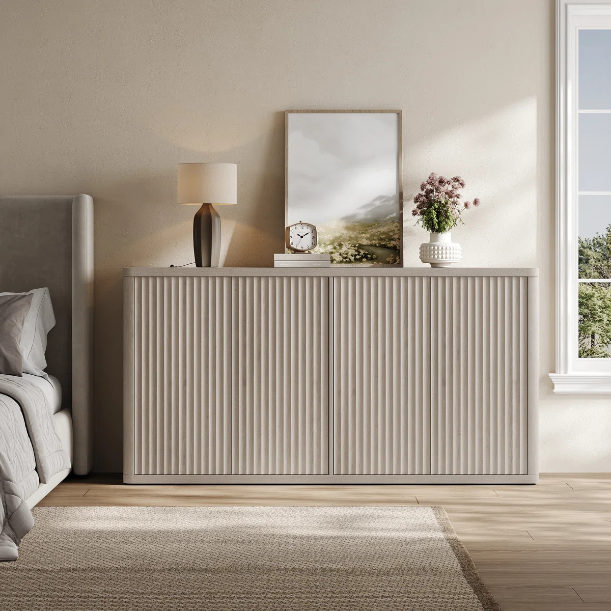 Cesiro 66.3'' W Sideboard With 4 Fluted Doors And Adjustable Shelves | Wayfair North America