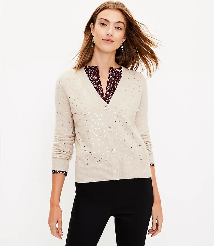 Petite Star Sequin V-Neck Cardigan | LOFT | LOFT