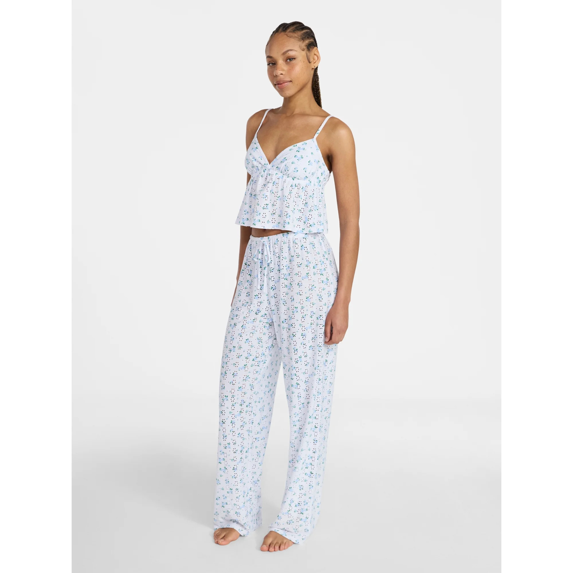 No Boundaries Eyelet Cami and Pants Sleep Set, 2-Piece, Women's XS-XXL | Walmart (US)
