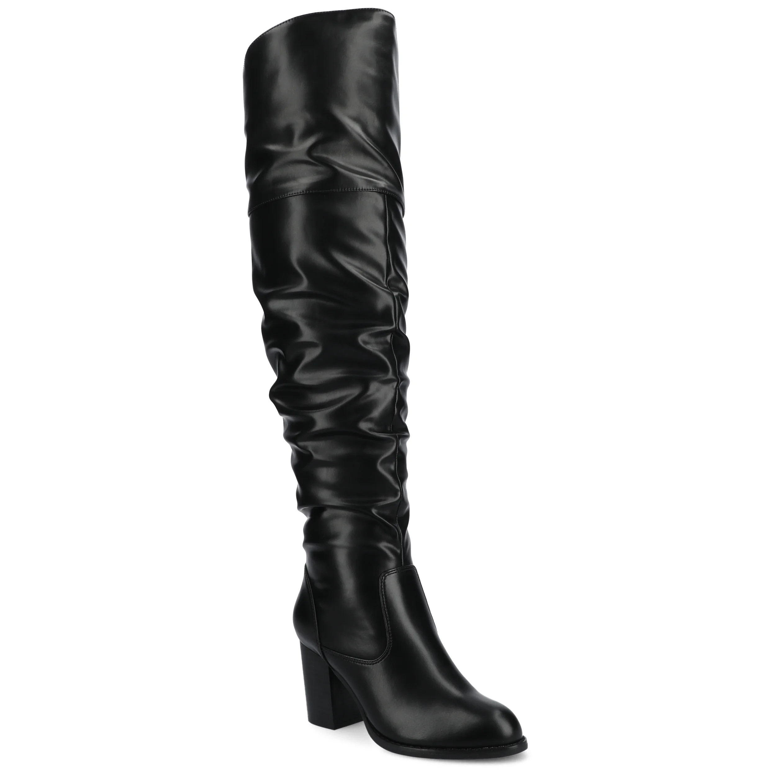 Journee Womens Kaison Extra Wide Calf Stacked Heel Over The Knee Boots | Walmart (US)