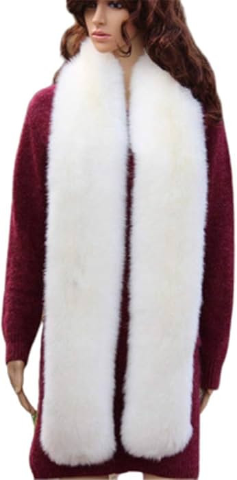 Long Men Women Faux Fur Collar Winter Warm Wrap Stole Scarf Shawl Shrug | Amazon (US)