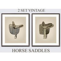 2 Set Horse Saddle Prints, Equestrianart, Equestrian Decor, Vintage Drawings, Art Farm Decor, Farmhouse Decor | Etsy (US)