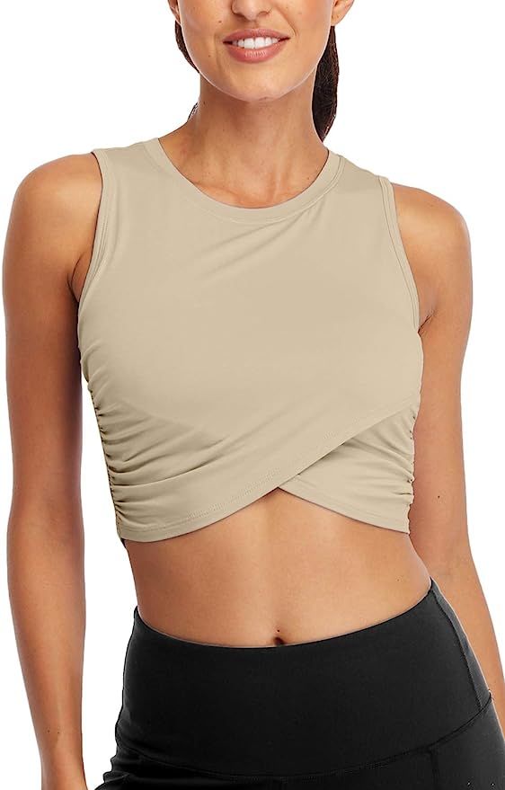 Sanutch Workout Crop Tops for Women Slim fit Yoga Dance Tops Cropped Muscle Tank | Amazon (US)