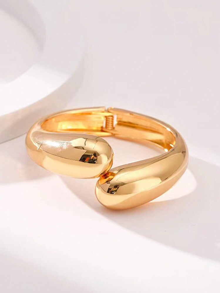 1 pièce Bracelet jonc simple en or en forme de goutte d'eau en alliage, bracelet doré à la mod... | SHEIN