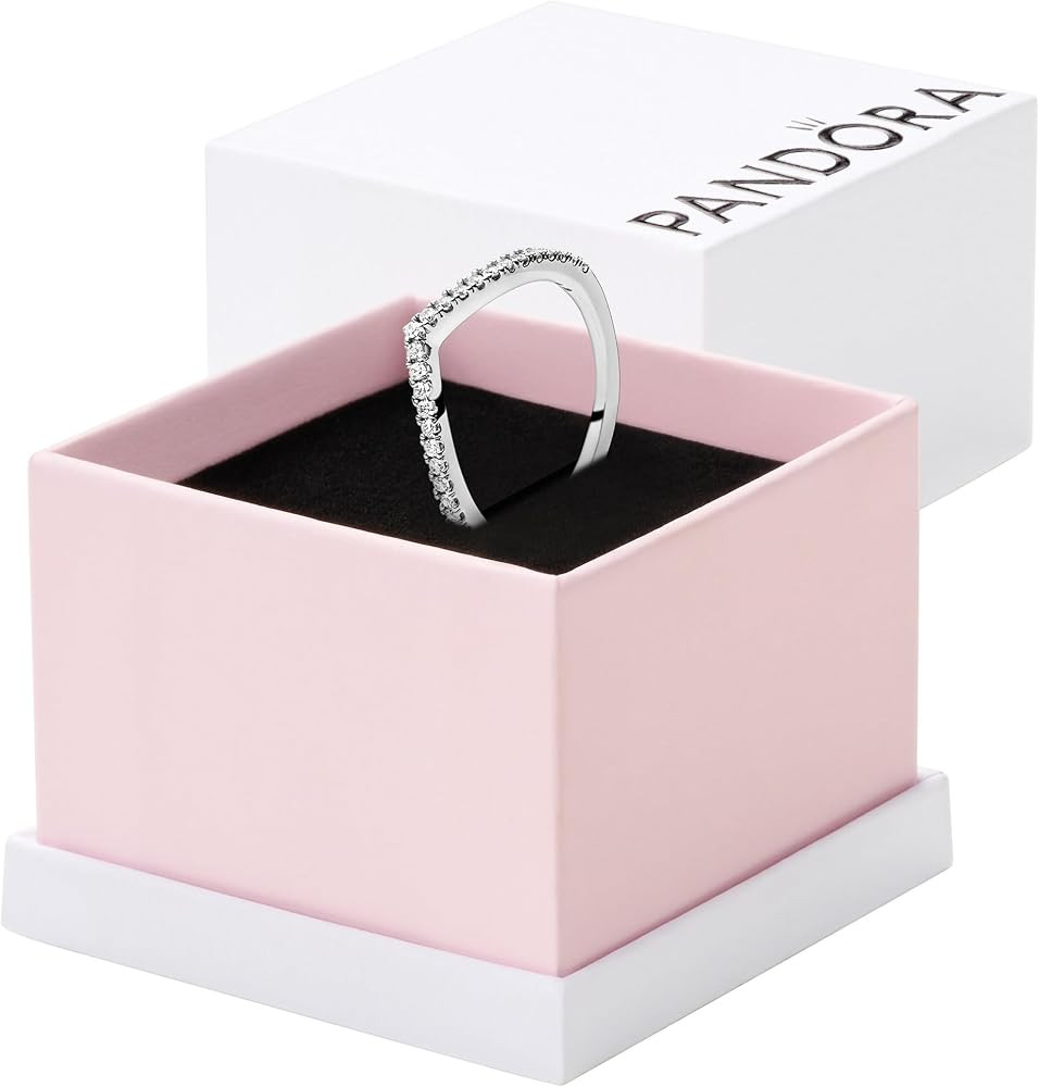 PANDORA Sparkling Wishbone Ring - Stackable Rose Gold Ring for Women - Gift for Her - With Gift B... | Amazon (US)