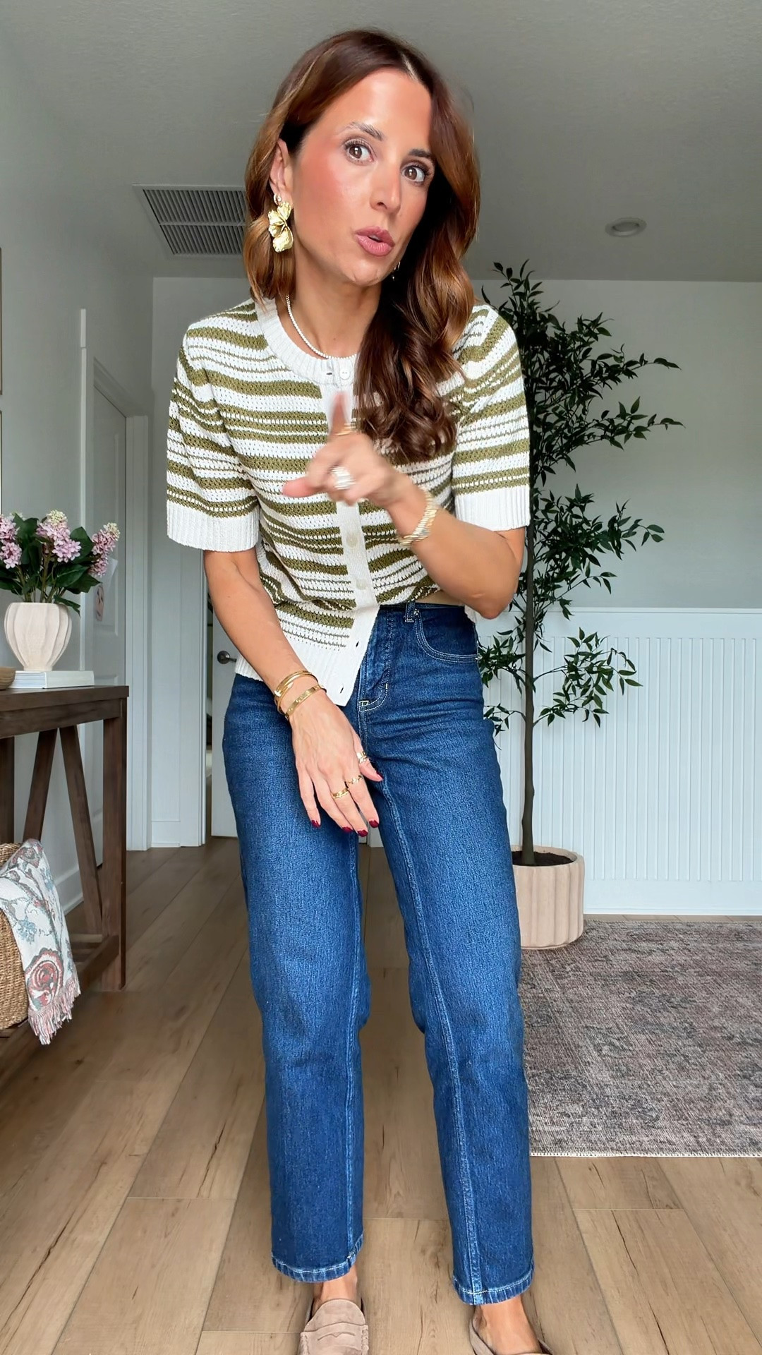 New at Target! The cutest short sleeve cardigan sweater in XS. Elevated casual outfit. Fall outfit. Everyday outfit. Mom outfit. Striped sweater. Spanx 90s straight jeans in XS petite - code LISAMARIEXSPANX on first time purchases. Mules are TTS.

#LTKootd #LTKgrwm #LTKSeasonal