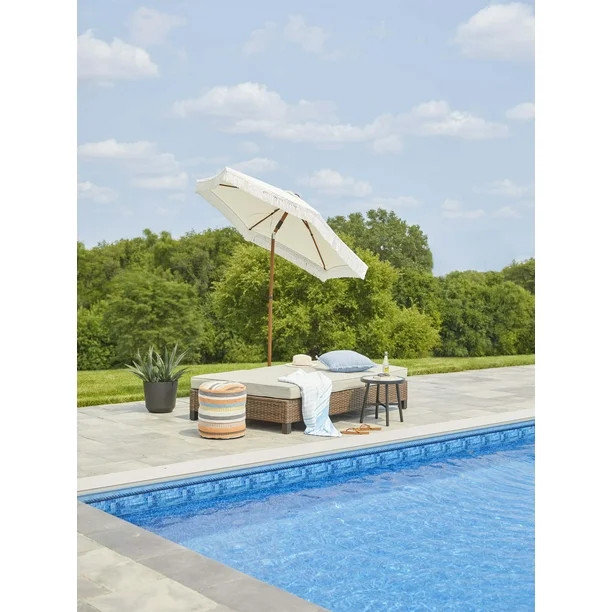 Better Homes & Gardens Ventura 7.5' Neutral Fringe Round Market Patio Umbrella - Walmart.com | Walmart (US)