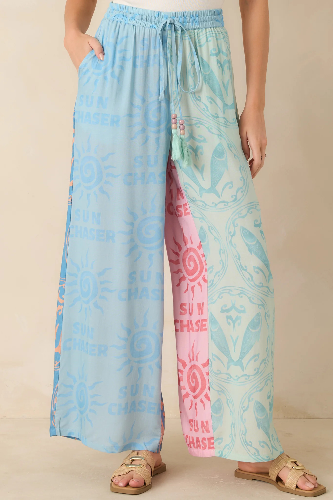 Sun Chaser Multi Colorblock Wide Leg Pants | Red Dress