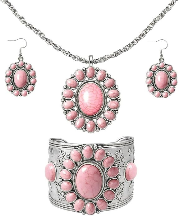 Howlite Jewelry Sets for Women - Turquoise Inspired Western Cowgirl Accessories - Statement Boho ... | Amazon (US)