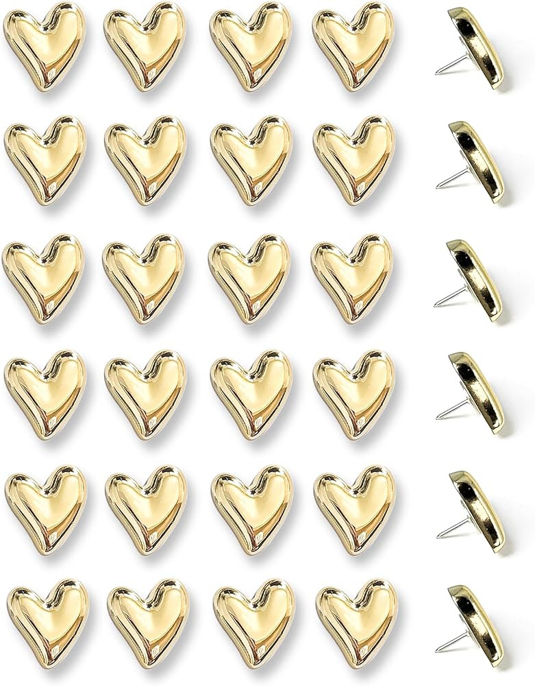 30 pcs - Heart Decorative Pins, Gold Cute Pins for Bulletin Board, Office or Home (30Pcs-Gold) | Amazon (US)