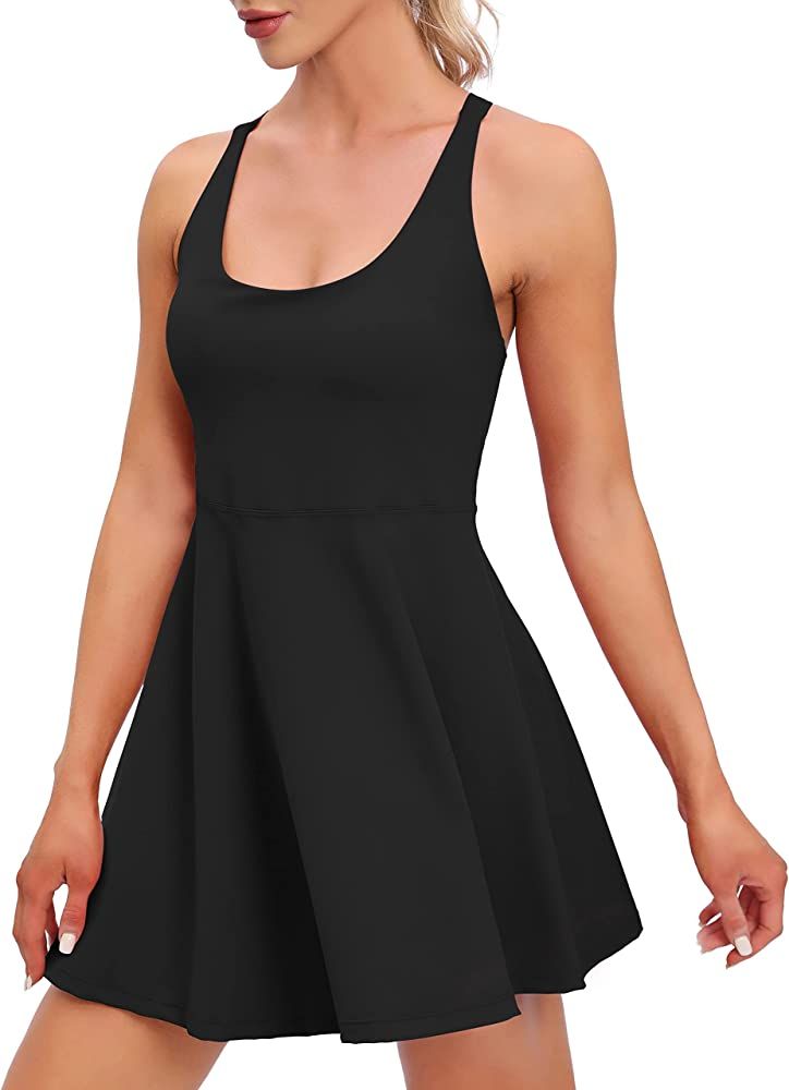 Womens Tennis Dress with Shorts Underneath Workout Dress with Built-in Bra Athletic Dresses Golf Dre | Amazon (US)