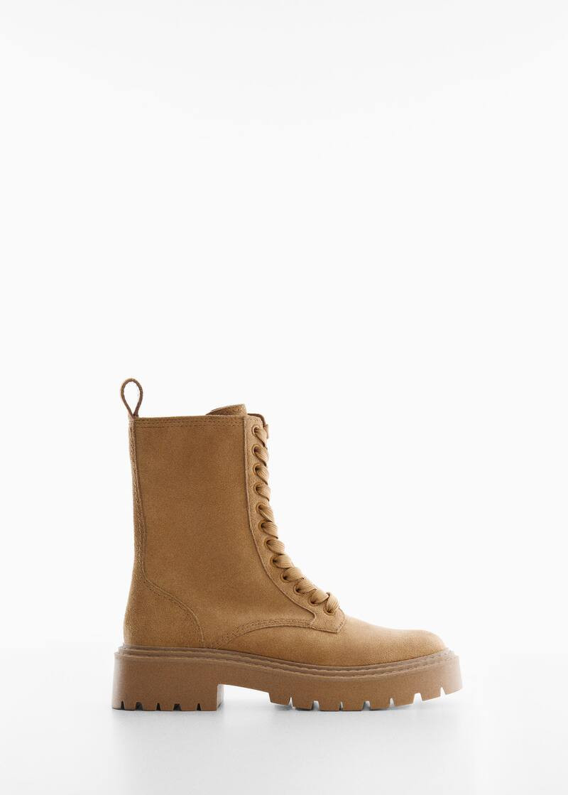 Leather lace-up boots -  Women | Mango United Kingdom | MANGO (UK)