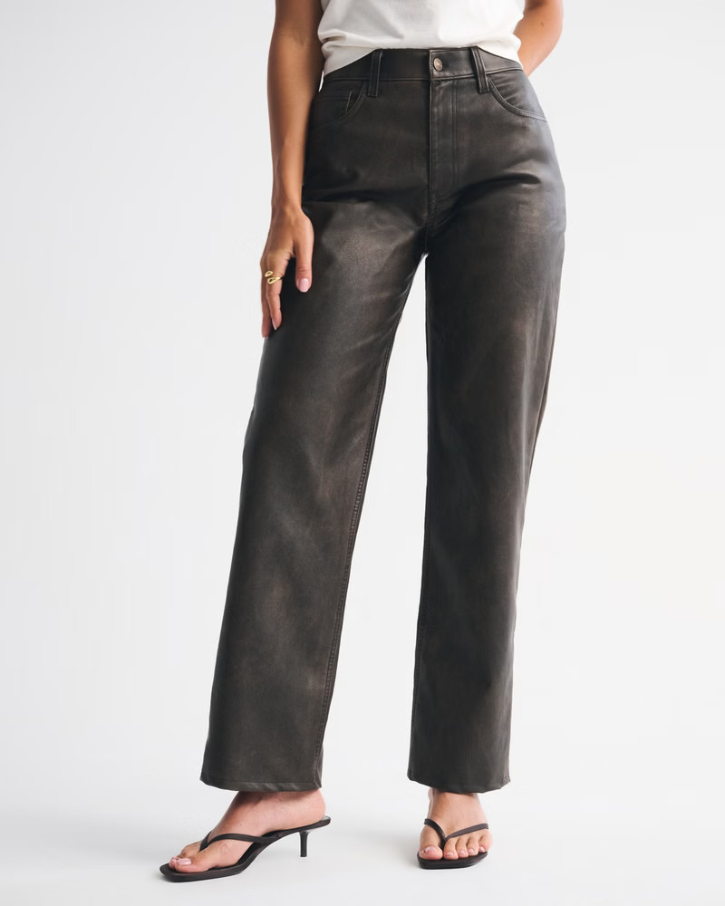 Curve Love High Rise 90s Relaxed Vegan Leather Pant | Abercrombie & Fitch (US)