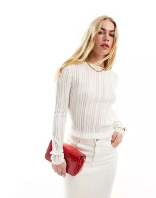 & Other Stories semi sheer fine knit top in off-white | ASOS | ASOS (Global)