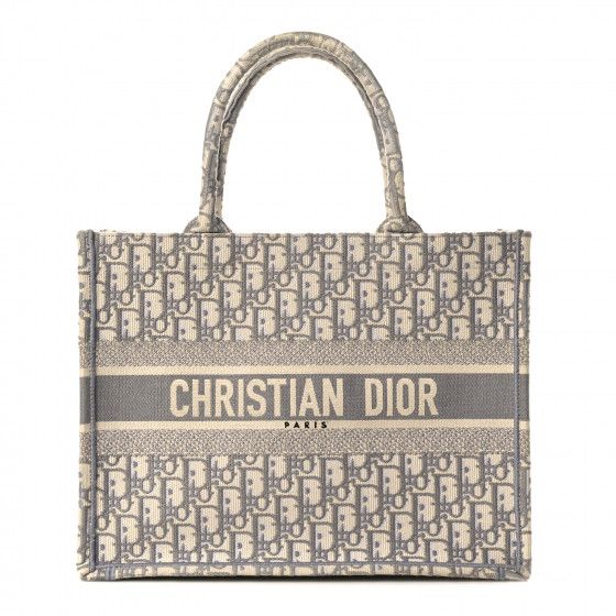 CHRISTIAN DIOR Oblique Medium Book Tote Grey | Fashionphile
