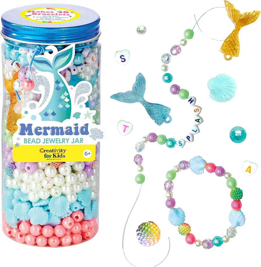 Creativity for Kids Mermaid Bead Jewelry Jar: Create 40+ Friendship Bracelets for Girls, DIY Girl... | Amazon (US)