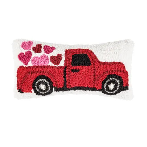 C&F Home Hearts Truck Mini Hooked Valentine's Day Accent Pillow 6" x 12" in Red at Nordstrom, Size Medium | Nordstrom