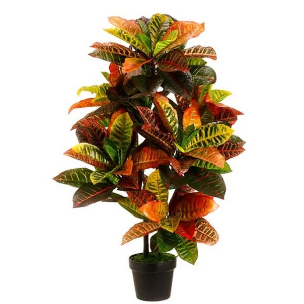 3 foot Outdoor Artificial Croton Palm Tree UV Rated Potted Bush - Walmart.com | Walmart (US)