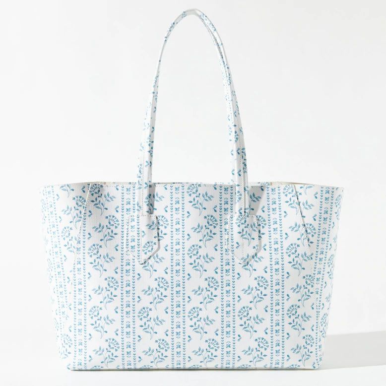 Small Tote - Blue Floral Stripe | Dondolo