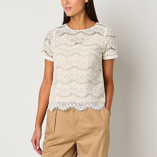 Tinseltown Womens Crew Neck Short Sleeve Lined Blouse | JCPenney