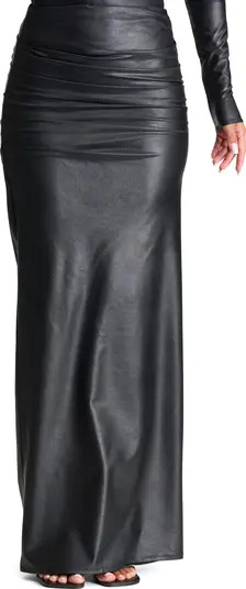 Draped Faux Leather Maxi Skirt | Nordstrom