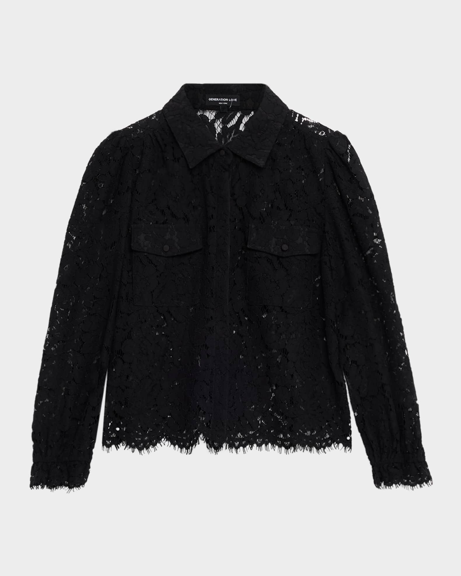 Generation Love Lina Long-Sleeve Lace Shirt | Neiman Marcus