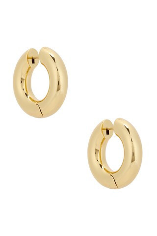 Jennifer Fisher Samira Hinged Micro Huggie Earrings in Metallic Gold | FWRD 