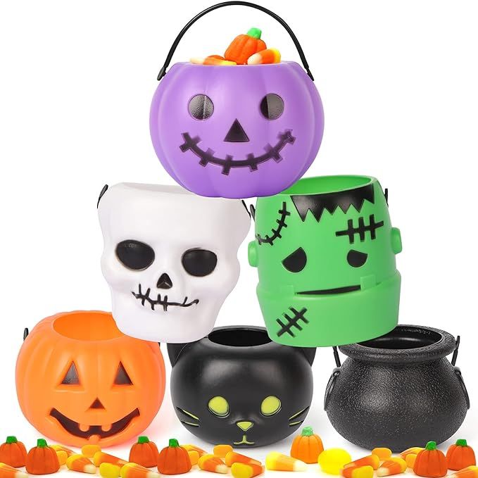 MCPINKY Small Halloween Candy Buckets, 12PCS Mini Portable Pumpkin Bucket Candy Bowl Holder Ghost... | Amazon (US)