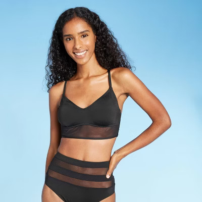 Women's Mesh Longline Bralette Bikini Top - Shade & Shore™ | Target