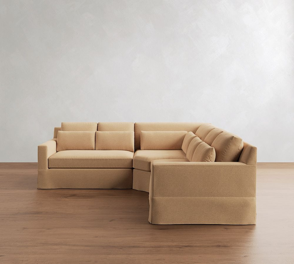York Square Arm Deep Seat Slipcovered 3-Piece L-Shaped Wedge Sectional (108") | Pottery Barn (US)