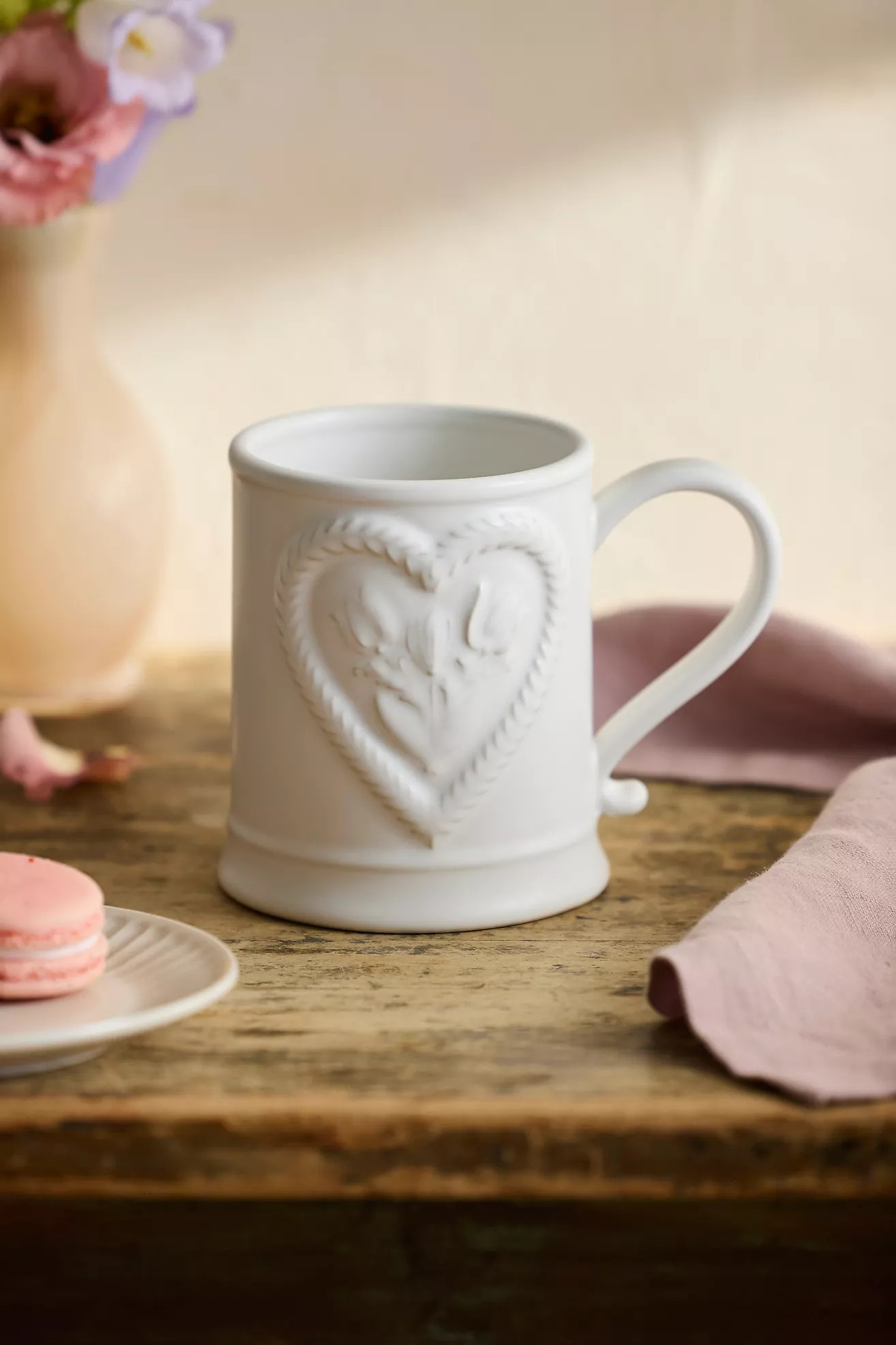 Valentine Cameo Stoneware Mug, Heart | Anthropologie (US)