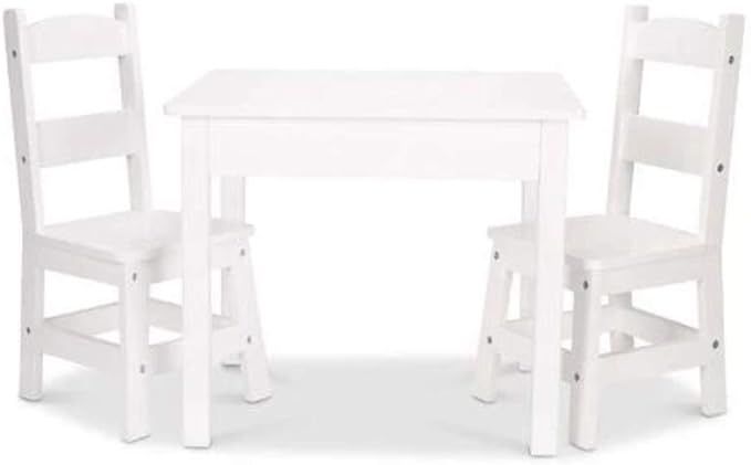 Melissa & Doug Tables & Chairs 3-Piece Set - White | Amazon (US)