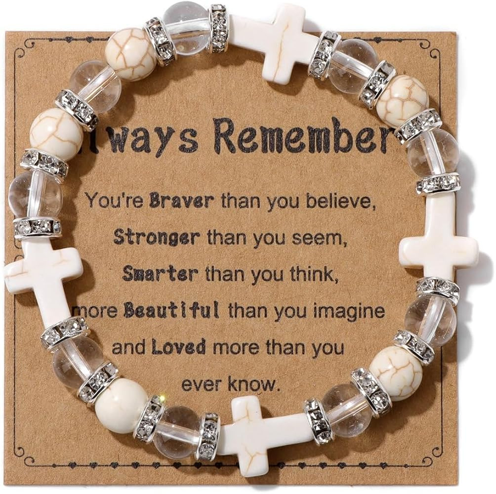 Pingyongchang Inspirational Cross Bracelets for Women Healing Relaxation Crystal Stone Bracelet G... | Amazon (US)