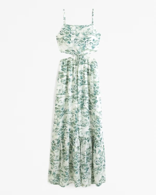 Crinkle Textured Cutout Maxi Dress | Abercrombie & Fitch (US)