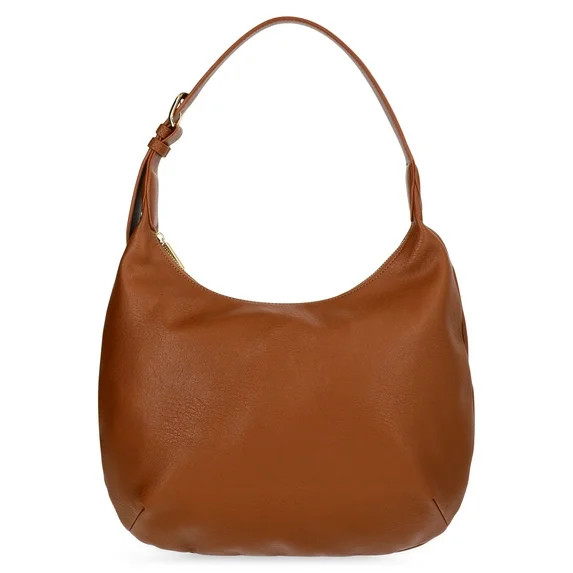 Time and Tru Women's Sybil Faux Leather Hobo Handbag, Cognac | Walmart (US)