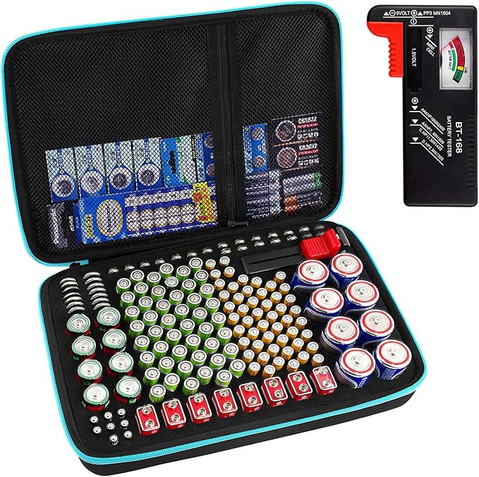 Battery Organizer Storage Case Box with Tester Checker, 220+ Batteries Holder Bag fits for AA AAA... | Amazon (US)