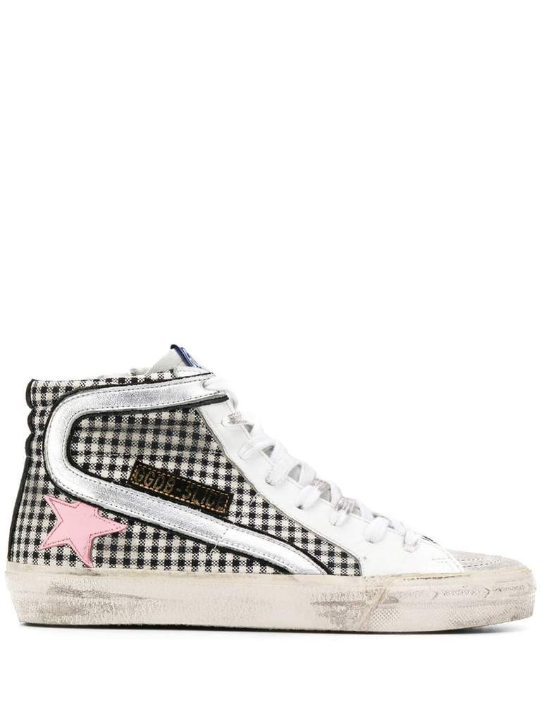 High Top Checker Print Sneakers | Kirna Zabete