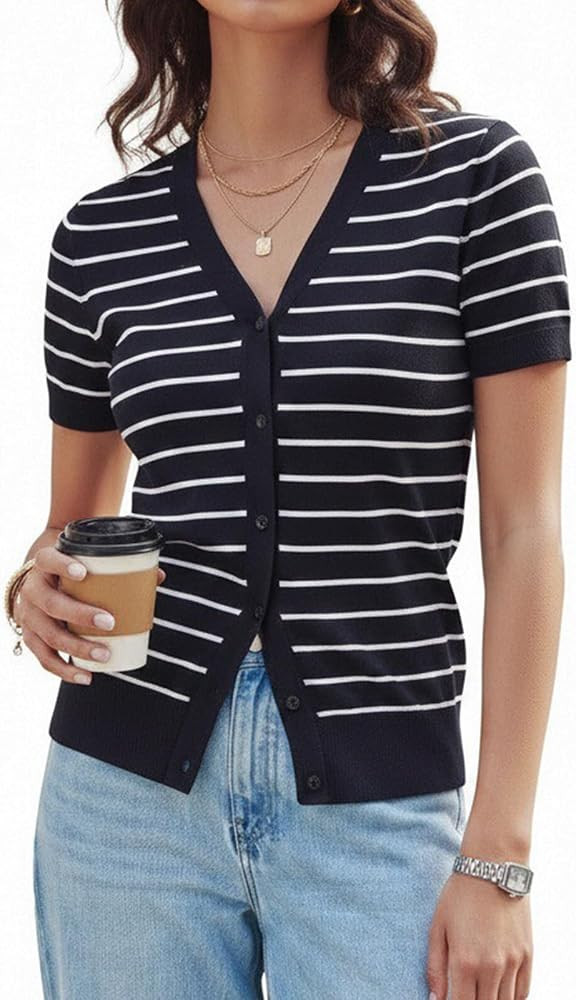 GRACE KARIN Womens Short Sleeve Cardigan Sweaters 2026 Summer Lightweight Cropped Cardigan V Neck... | Amazon (US)