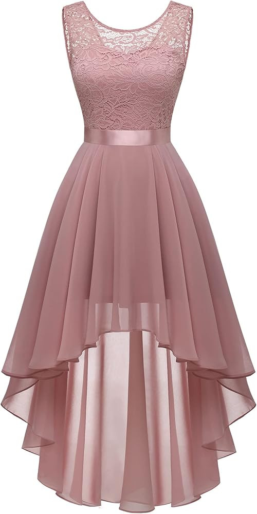 BeryLove Cocktail Homecoming Dresses 2024 Formal Wedding Guest Dresses Sleeveless Lace High Low P... | Amazon (US)