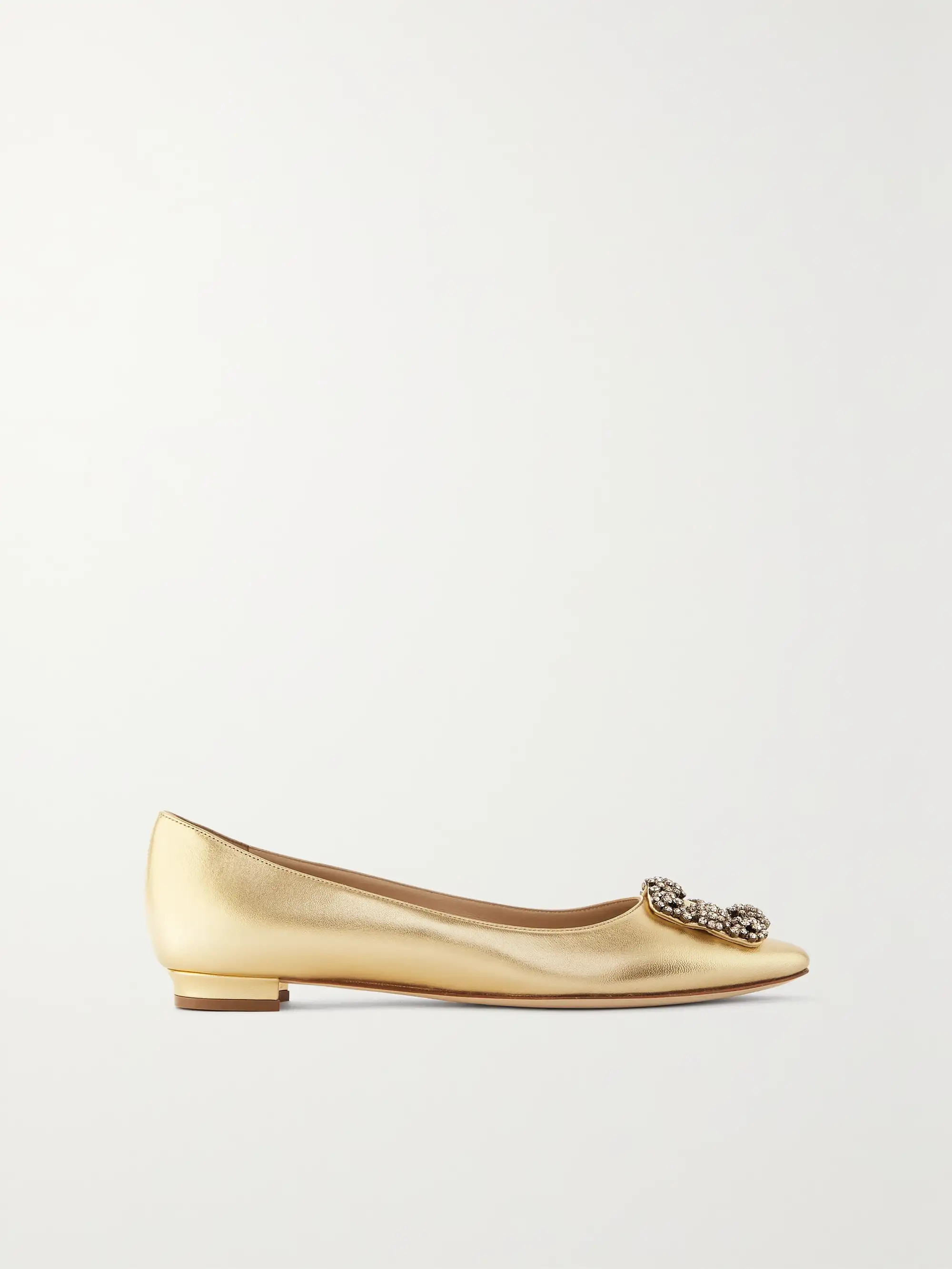 Hangisi embellished metallic leather point-toe flats | NET-A-PORTER (US)