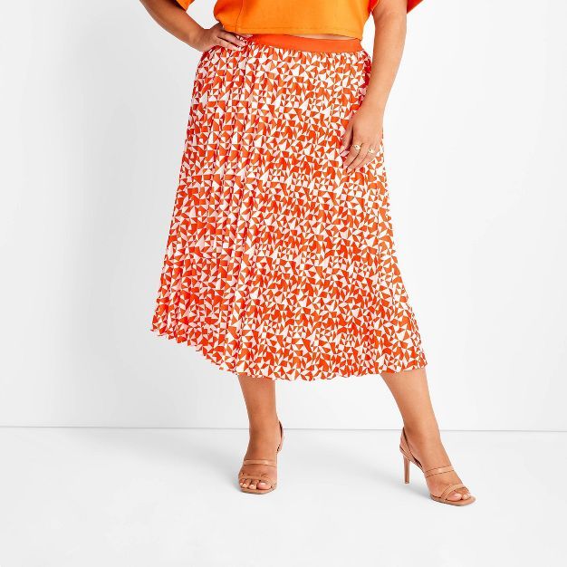 Women's Pleated A-Line Skirt - Future Collective™ with Kahlana Barfield Brown Orange Geometric | Target