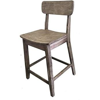 Bowery Hill 24" Transitional Wood Counter Stool in Barnwood Wire-Brush Brown | Amazon (US)