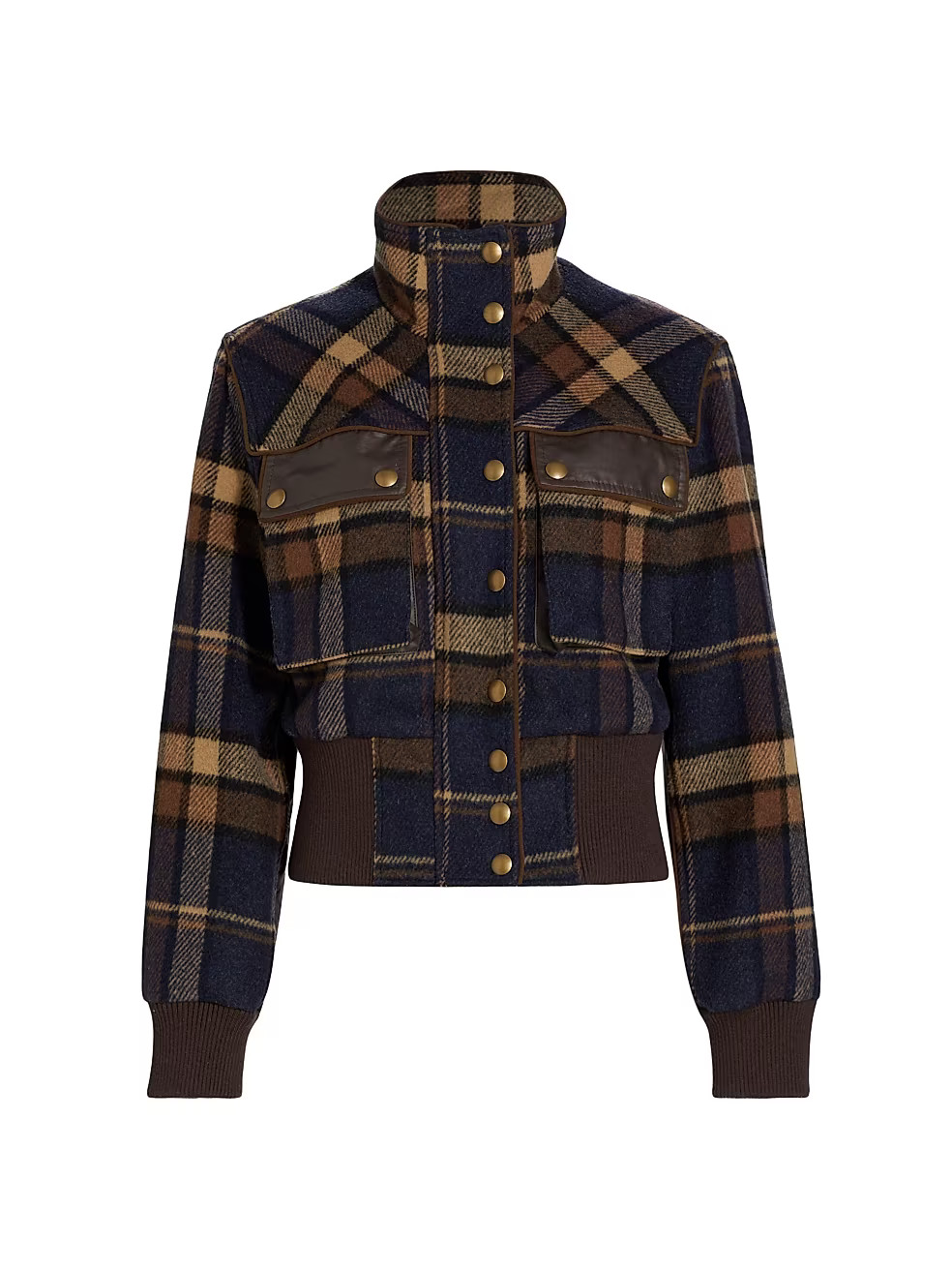Veronica Beard Jadis Plaid &amp; Faux Leather Jacket | Saks Fifth Avenue